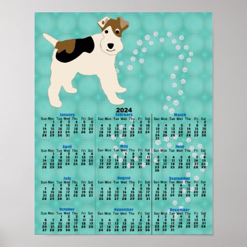 Cartoon Wire Fox Terrier 2024 Calendar Poster