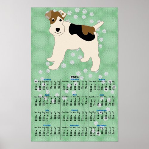 Cartoon Wire Fox Terrier 2 2024 Calendar Poster