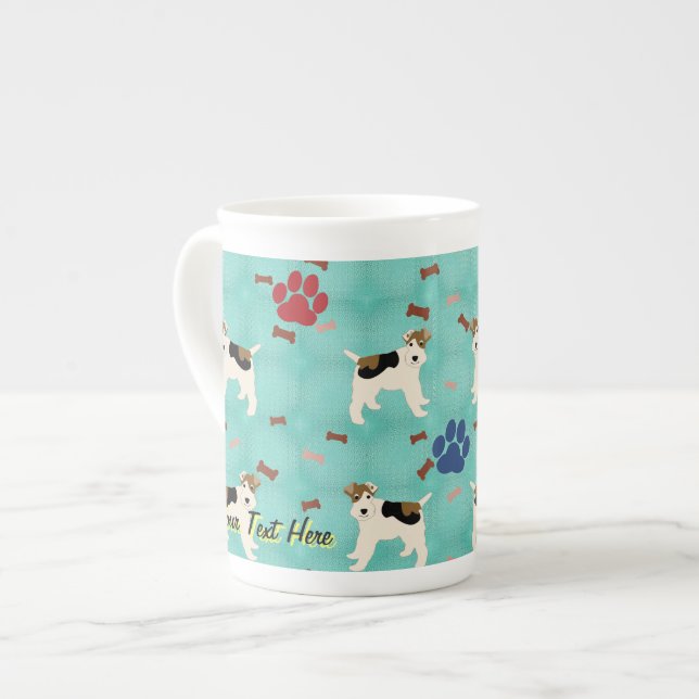 Cartoon Wire Fox Terrier Bone China Mug (Front Left)