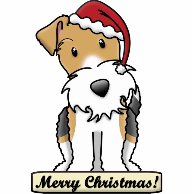 Cartoon Wire Fox Terrier Christmas Ornament (Front)