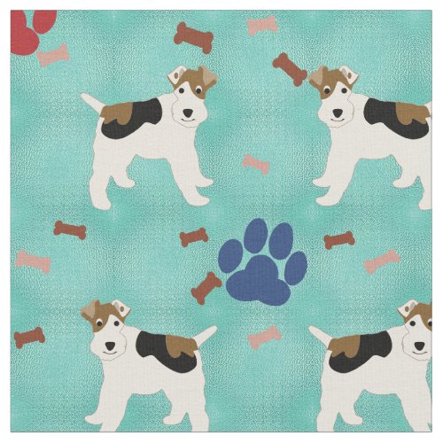 Cartoon Wire Fox Terrier Fabric