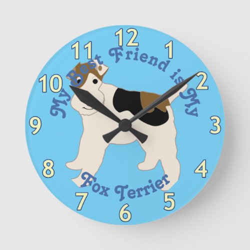 Cartoon Wire Fox Terrier Round Clock