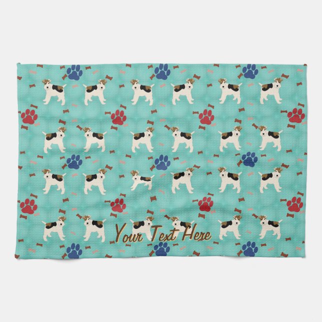 Cartoon Wire Fox Terrier Towel (Horizontal)