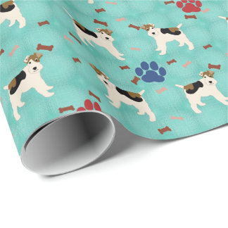 Cartoon Wire Fox Terrier Wrapping Paper