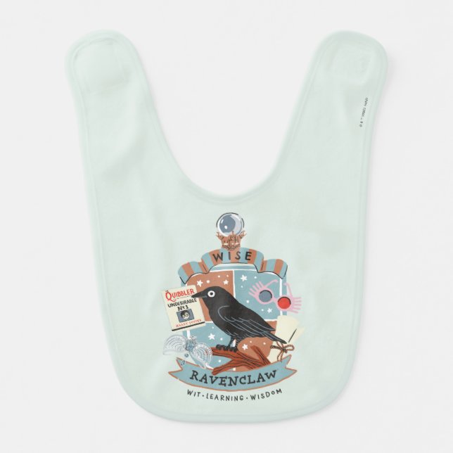 Cartoon Wise Ravenclaw Crest Baby Bib (Front)