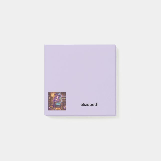 Cartoon Witch Making Love Potion | Personalize Post-it Notes (Front)
