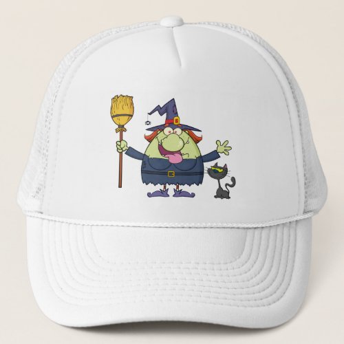 Cartoon witch  trucker hat