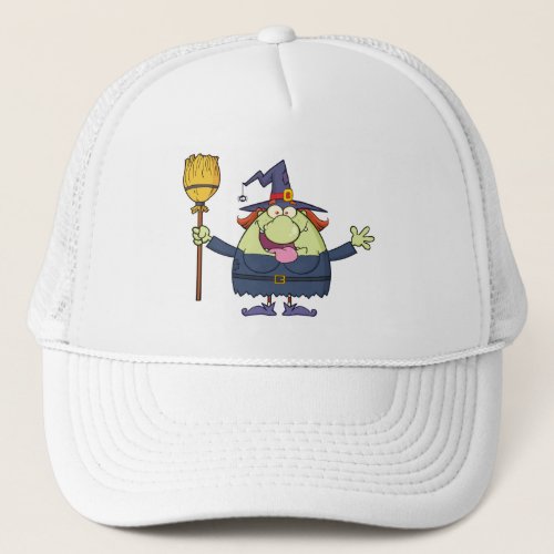 Cartoon witch  trucker hat