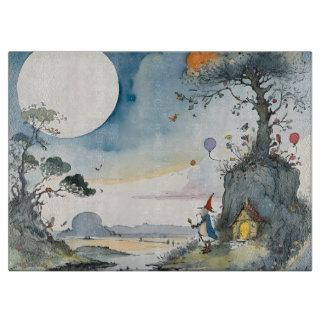 Cartoon wizard dreamscape cutting board