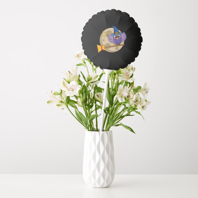 Cartoon Wizard Owl Flying on Broom Balloon (Vase)