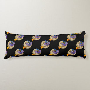 Cartoon Wizard Owl Flying on Broom Pattern Body Pillow