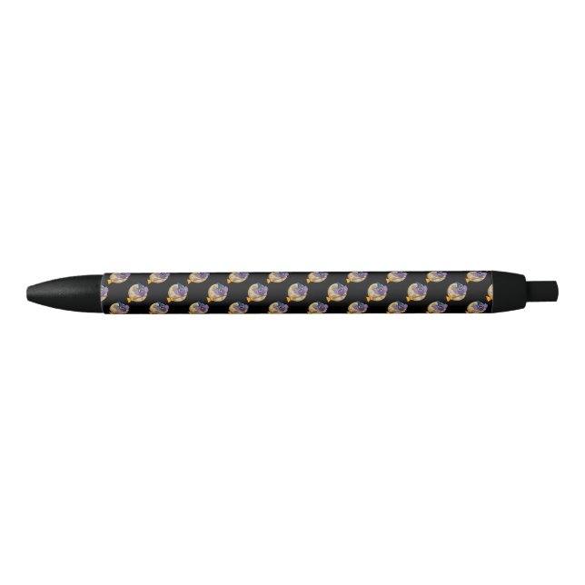 Cartoon Wizard Owl Flying on Broom Pattern Pen (Front)