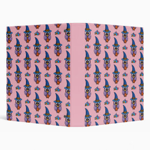 Cartoon Wizard Owl Pattern 3 Ring Binder