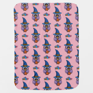 Cartoon Wizard Owl Pattern Baby Blanket