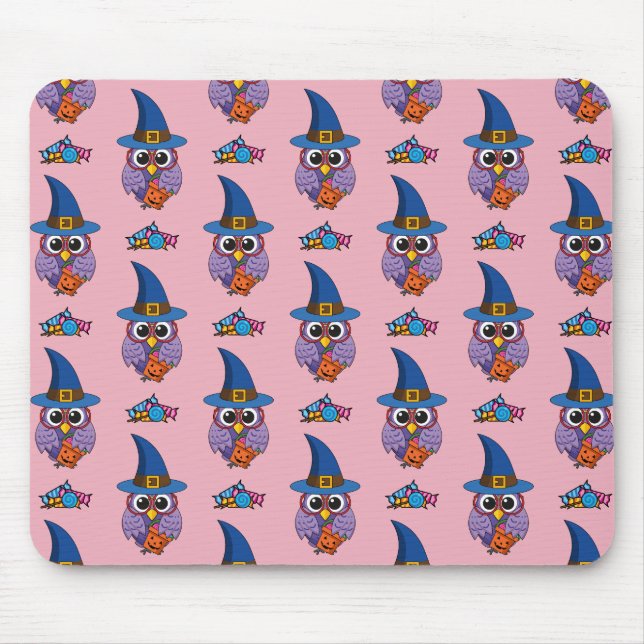 Cartoon Wizard Owl Pattern Mouse Pad (Front)