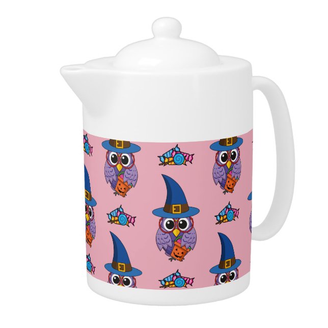 Cartoon Wizard Owl Pattern Teapot (Right)