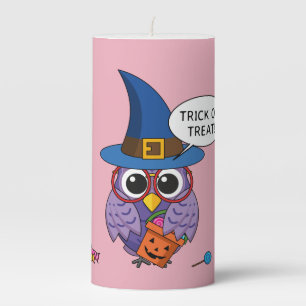 Cartoon Wizard Owl - Trick or Treat Pillar Candle