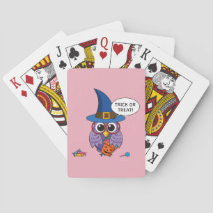 Cartoon Wizard Owl - Trick or Treat Poker Cards