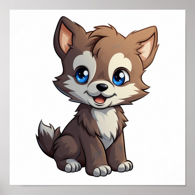 Cartoon wolf illustration poster (Front)