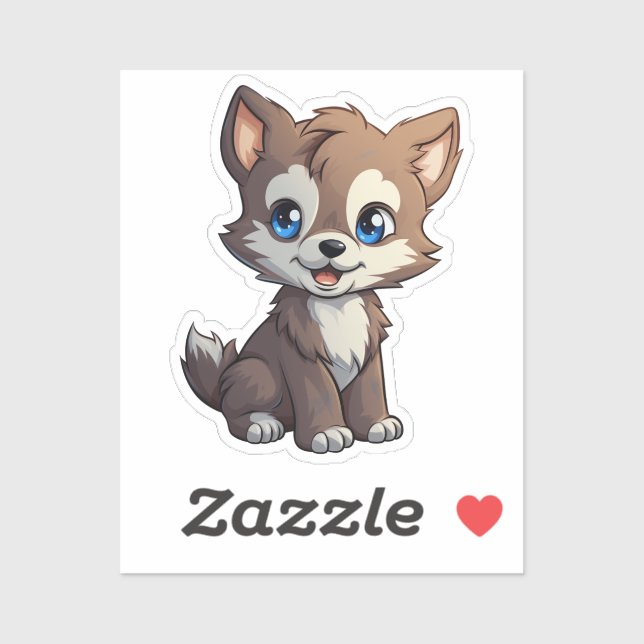 Cartoon wolf illustration sticker (Sheet)