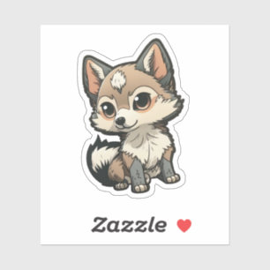 Cartoon wolf illustration sticker