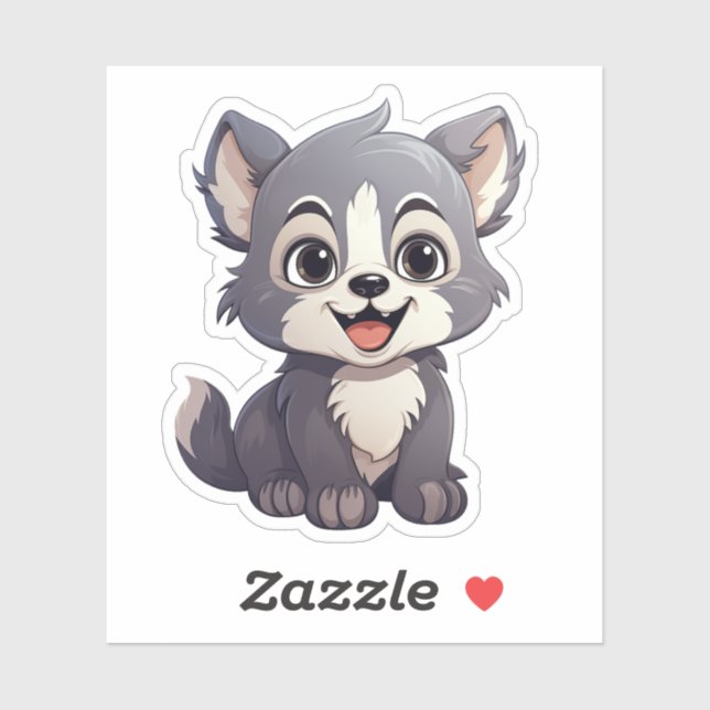 Cartoon wolf illustration sticker (Sheet)