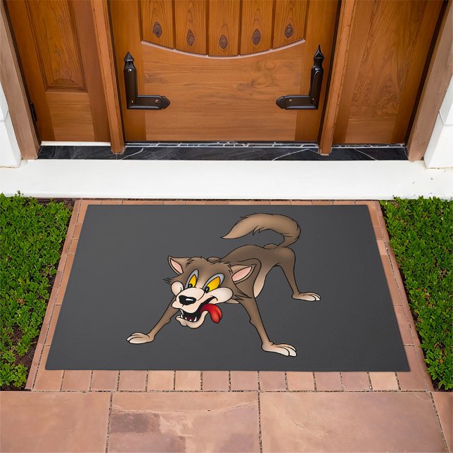 Cartoon Wolf with Goofy Expression Doormat (Creator Uploaded)