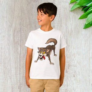 Cartoon Wolf with Goofy Expression T-Shirt