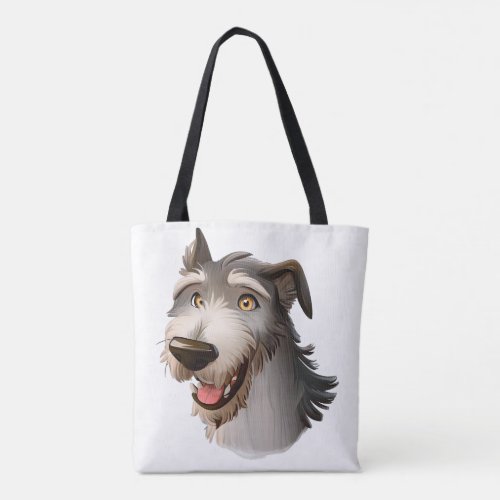 Cartoon Wolfhound Portrait A Cheeky Hound Tote Bag