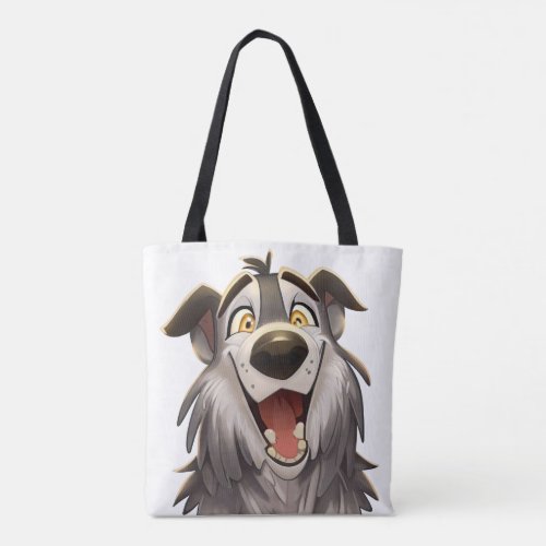 Cartoon Wolfhound Portrait A Funny Hound Tote Bag