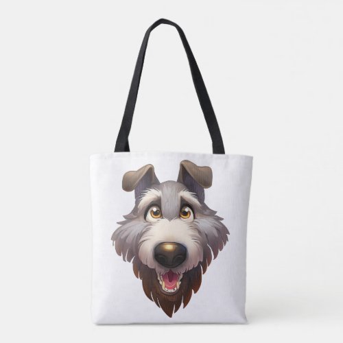 Cartoon Wolfhound Portrait A happy hound Tote Bag