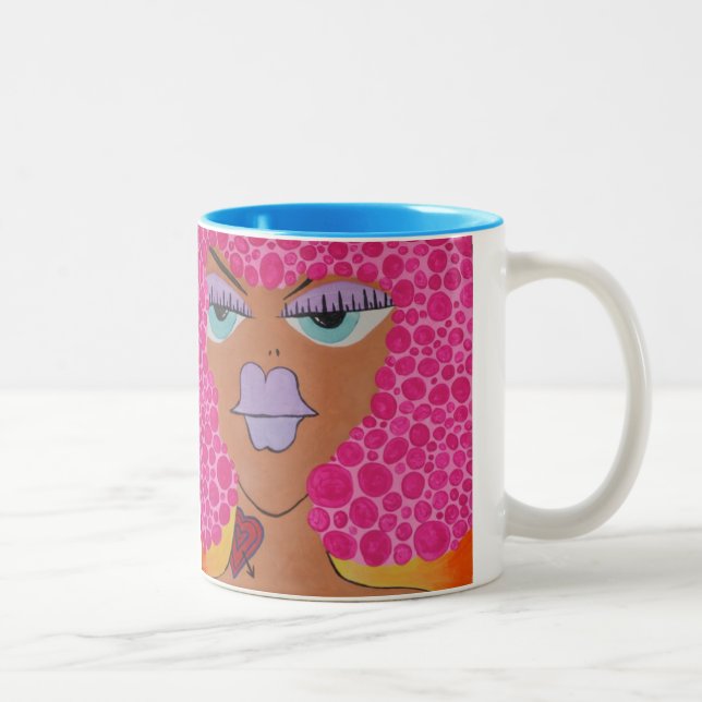 Cartoon woman afro tattoo coffee mug (Right)