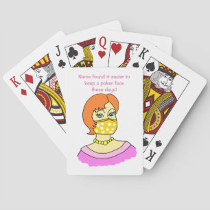 Cartoon Woman Face Mask Funny Poker Cards