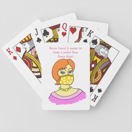 Cartoon Woman Face Mask Funny Poker Cards