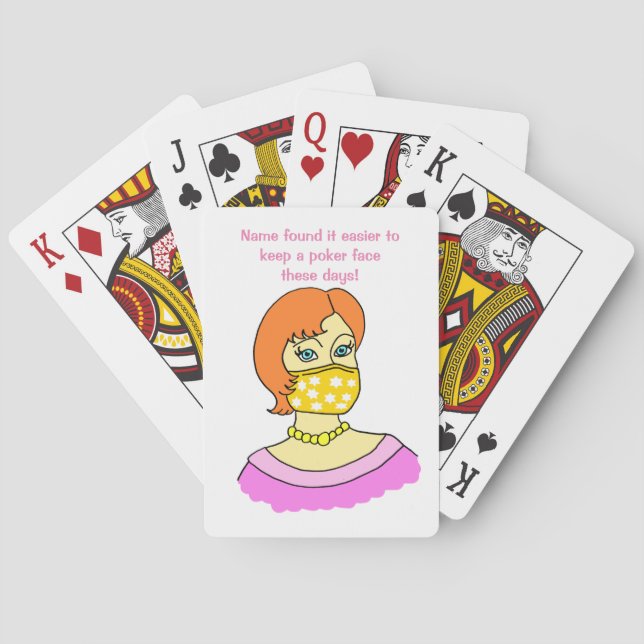 Cartoon Woman Face Mask Funny Poker Cards (Back)