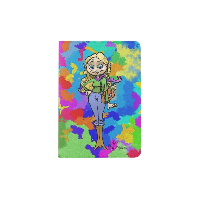 Cartoon woman on a passport cover. passport holder (Front)