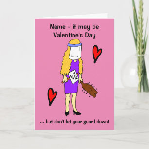 Cartoon Woman Stay Safe Lockdown Valentine's Day Card