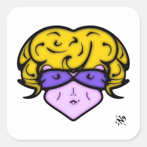 Cartoon woman with beauty mark and glasses v1 square sticker