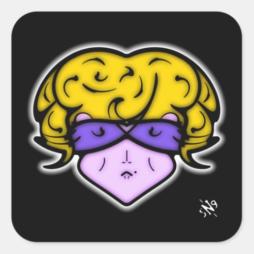 Cartoon woman with beauty mark and glasses v2 square sticker