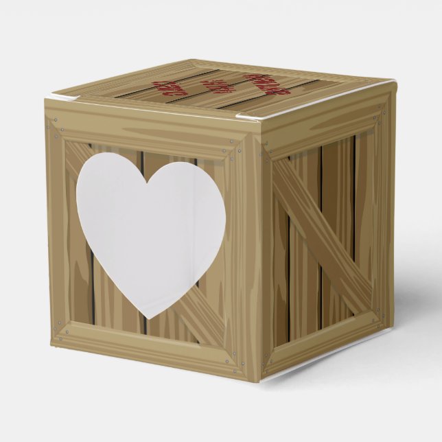 Cartoon Wood Crate Favor Boxes (Front Side)