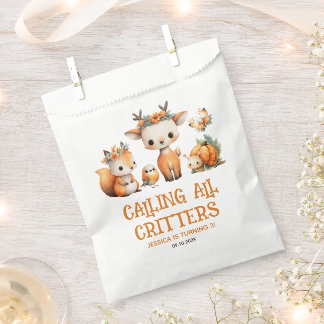 Cartoon Woodland Animals Cute Fall Kids' Birthday  Favor Bag (Clipped)