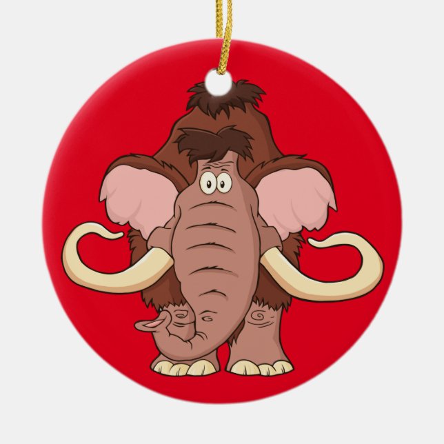 Cartoon Woolly Mammoth Ceramic Ornament (Front)