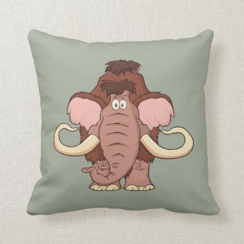 Cartoon Woolly Mammoth Throw Pillow by FaerieRita at Zazzle