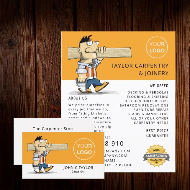 Cartoon Workman, Carpentry, Carpenter Business Card (Creator Uploaded)