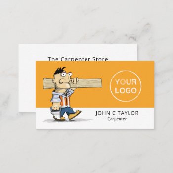 Cartoon Workman  Carpentry  Carpenter Business Card by TheBusinessCardStore at Zazzle