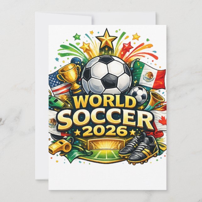 Cartoon World Soccer 2026 T-Shirt Design – Fun Foo Invitation (Front)