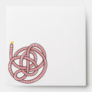 Cartoon worm in crown envelope