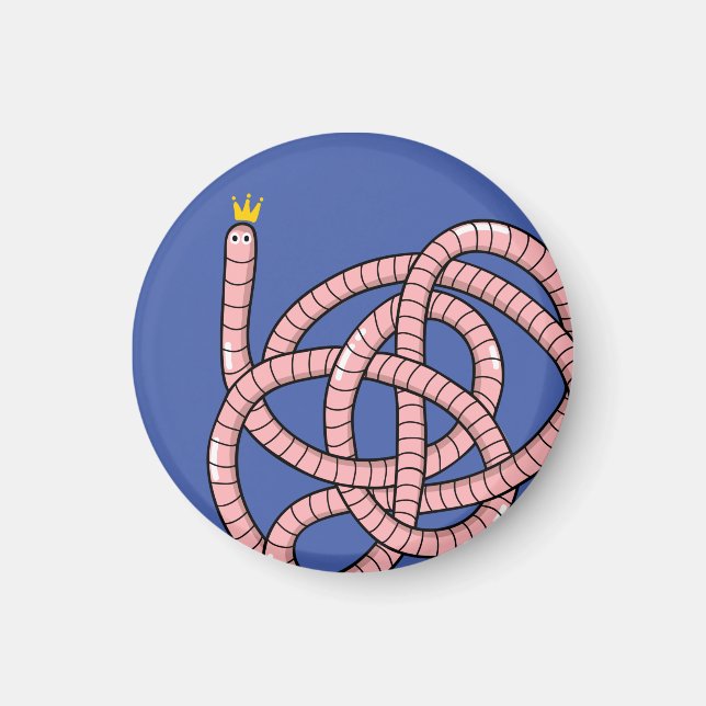 Cartoon worm in crown magnet (Front)