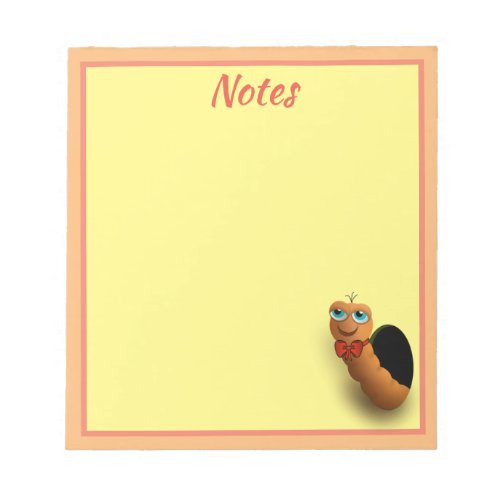 Cartoon Worm Personalized Notepad