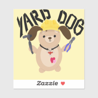 Cartoon Yard Dog Construction Worker  Sticker